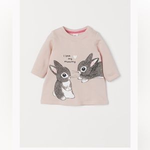 2/$10 H&M Pale Pink baby girl sweatshirt dress 100% cotton 12-18 months